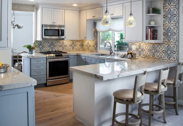 Classic kitchen with marble countertops