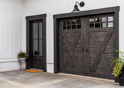Attached garage doors dark wood